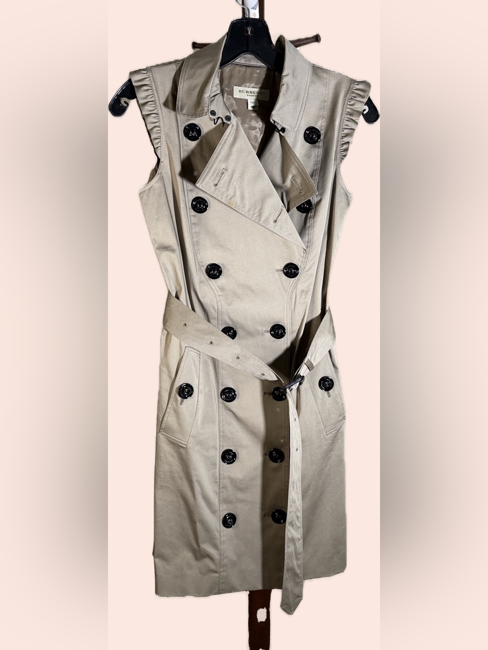 Burberry London Sleeveless Double Breasted Trench Dress | Beige | Size 2